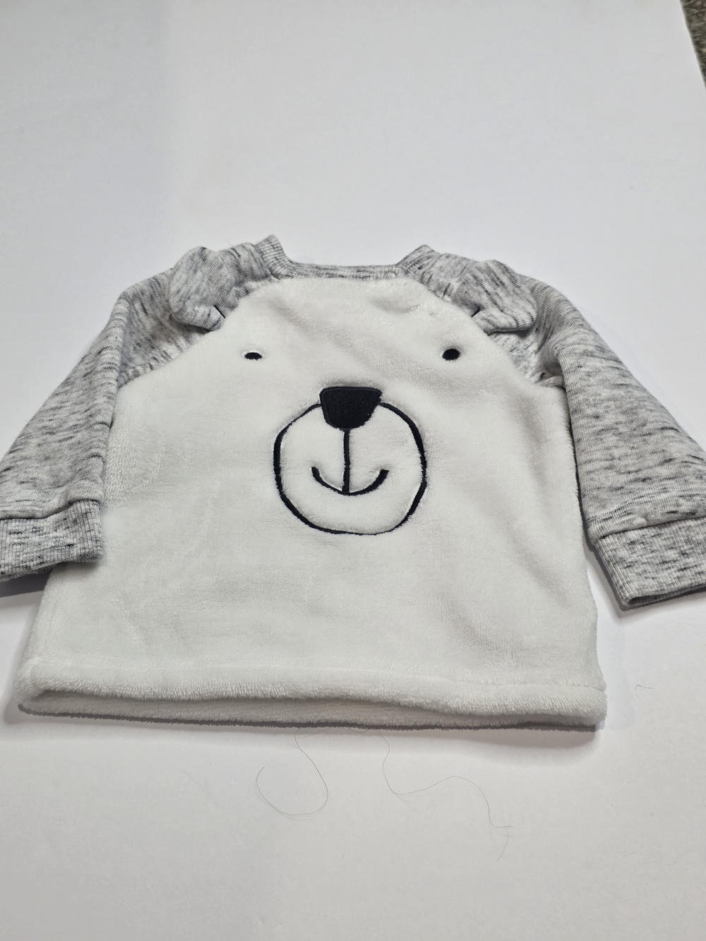 Plush Bear Face Pullover Hoodie for Kids - White & Heather Gray